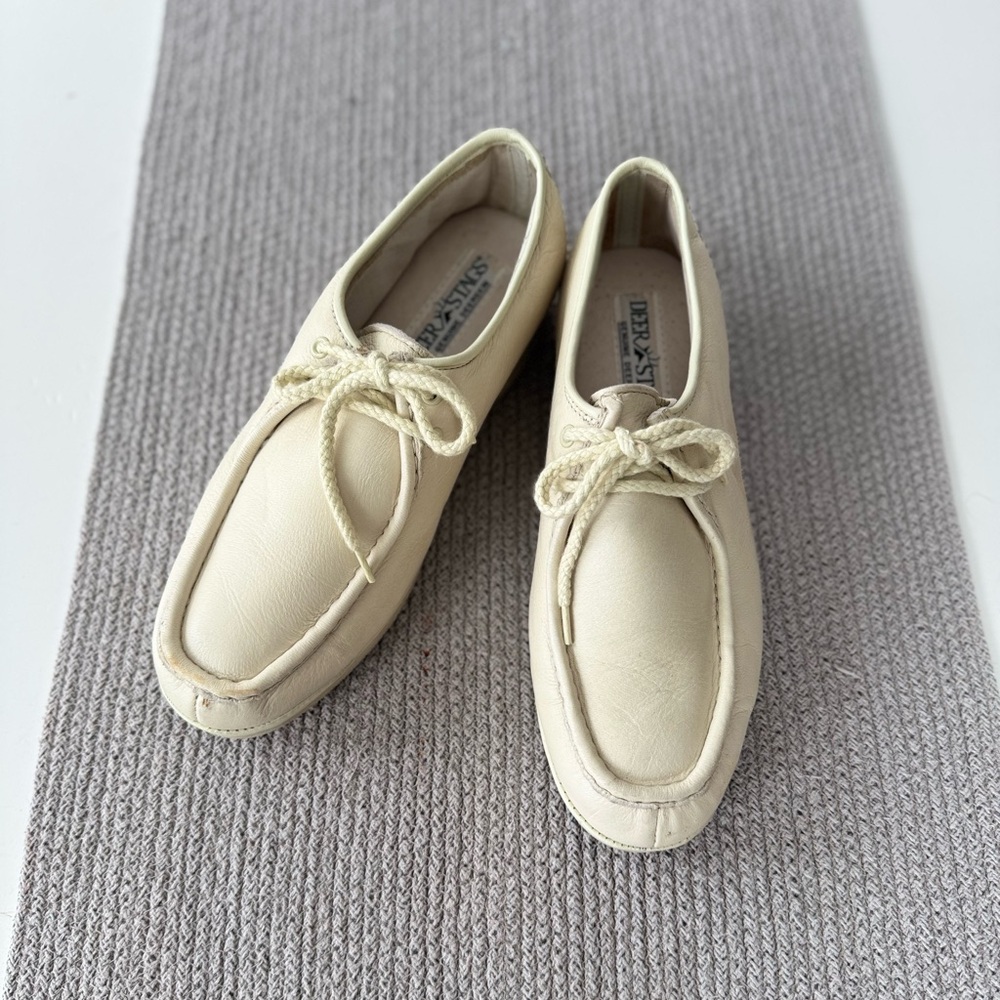 Vintage DeerStags Tan Cream Genuine Deerskin Leather Loafers Size 9.5